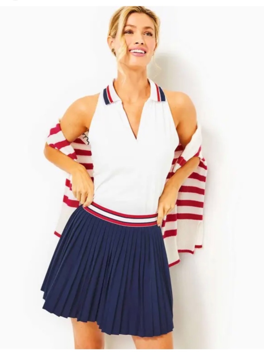 Lilly Pulitzer Navy UPF50+ Luxletic Marara Pleated Skort Size Large